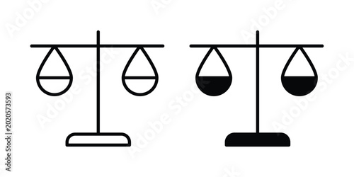 Foto justice balance scale icon line vector set. Solid style icons