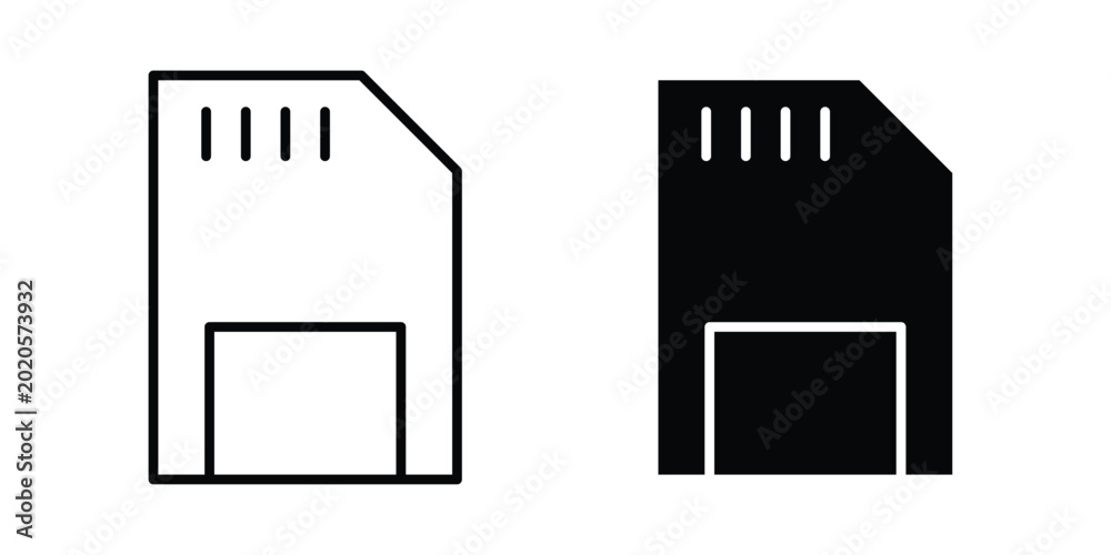 Valokuva Memory card icon line vector set. Solid style icons