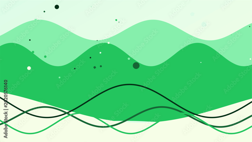 Obraz premium Abstract Green Wavy Background with Geometric Elements