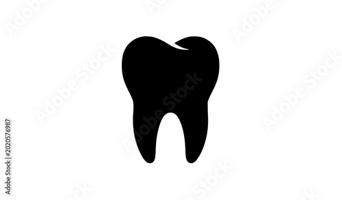 Schilderij op canvas Professional molar tooth silhouette dental care symbol vector illustration