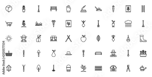 Photos Linear Gardening Tools icon set