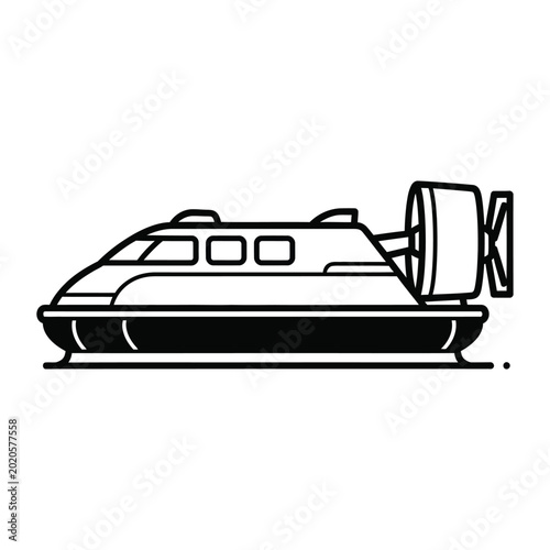 Bilde på lerret Modern hovercraft vehicle icon for water transportation and military amphibious