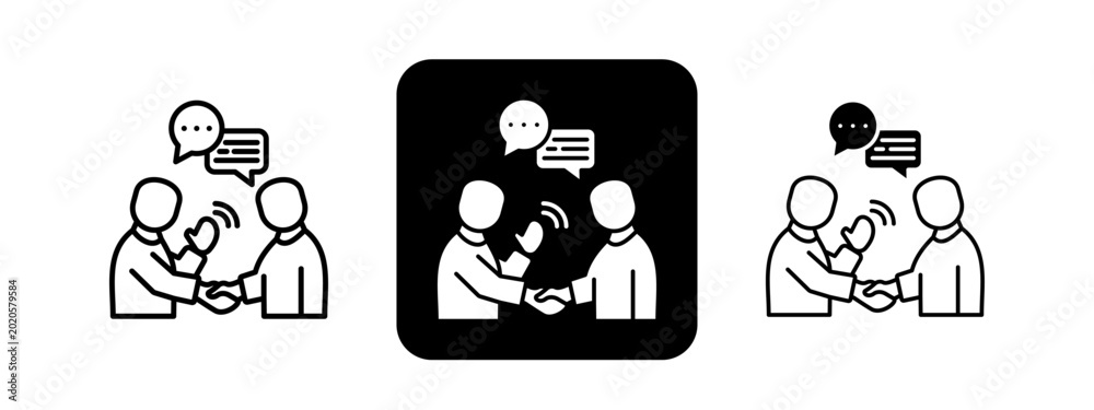 Fotografia Greeting  Solid color and black line drawing vector illustration set