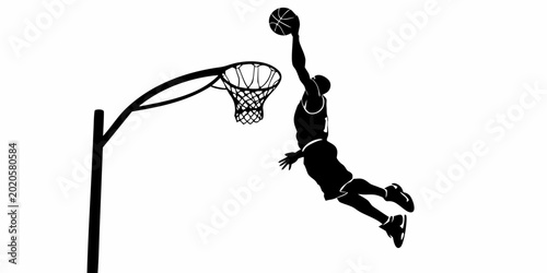 Photos basketball player silhouette dunking on a white background