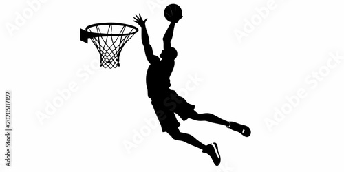 Foto basketball player silhouette dunking on a white background