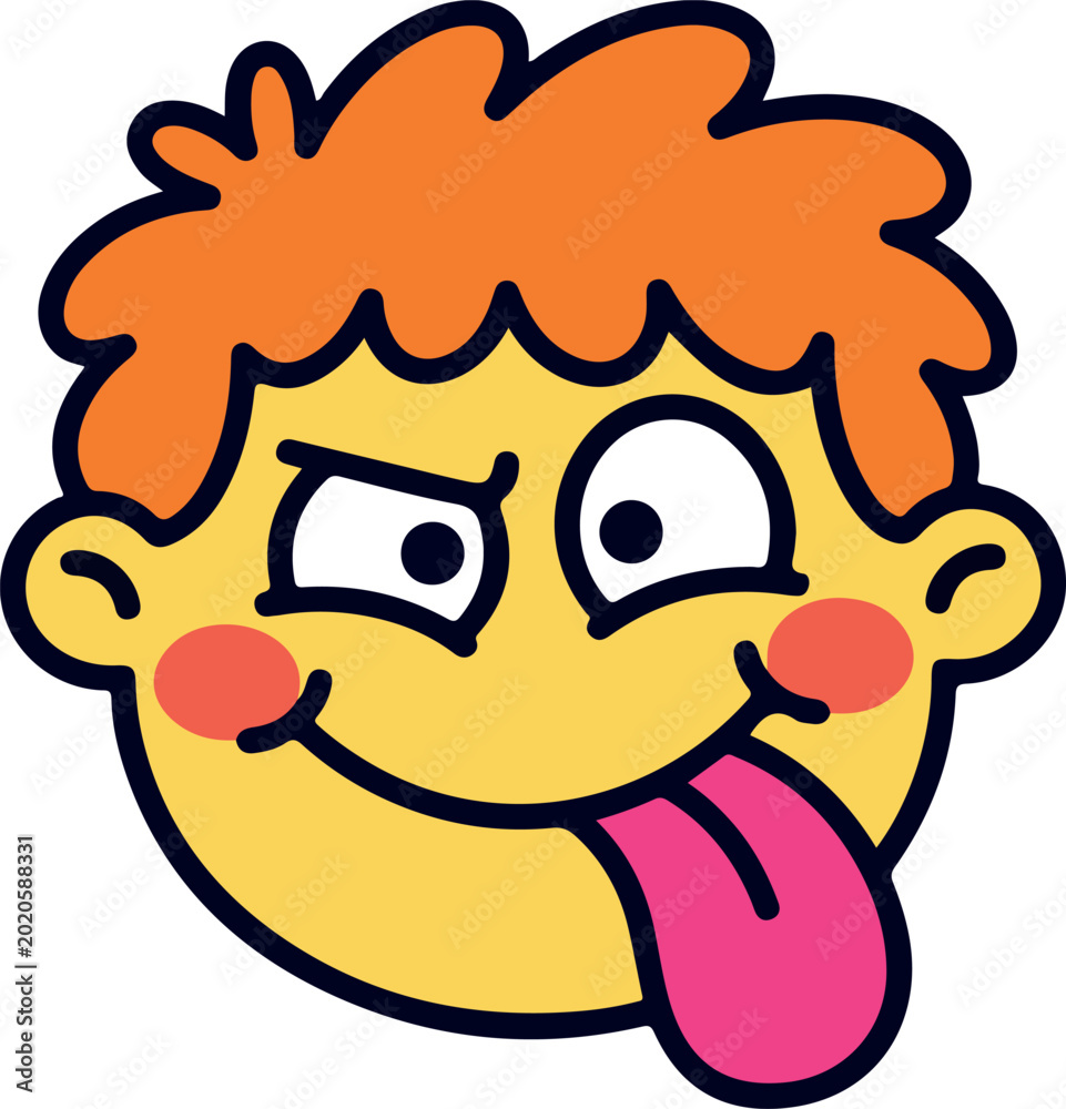 Naklejka premium Silly Cartoon Face With Tongue Out