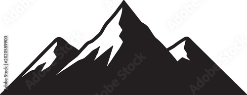 Black and white silhouette of rugged mountain peaks with mountain range mountain mountains silhouette landscape climbing majestic wilderness adventure illustration abstract