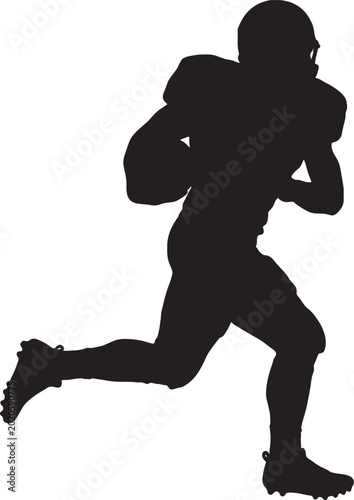 Dynamic silhouette of an american football player running with ball depicting action sports athletic performance football american competition strength exercise training championship