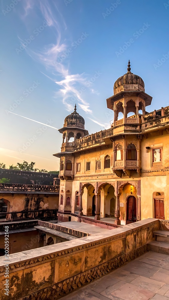 Fototapeta premium Traditional Indian Palace Architecture Evening.