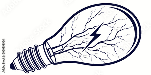 Bild auf Leinwand Abstract lightbulb with intricate branching veins and a lightning bolt symbol re
