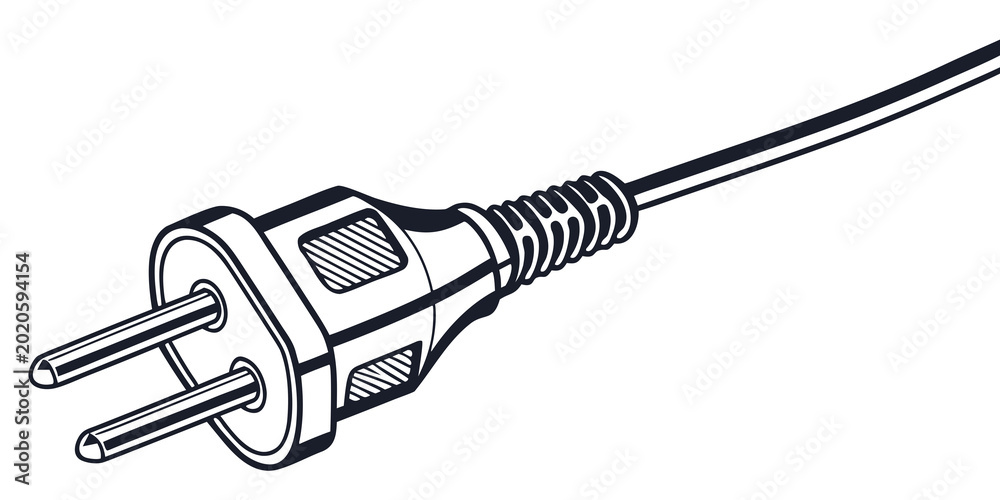 Foto Two prong electrical power plug with cord vector illustration representing elect