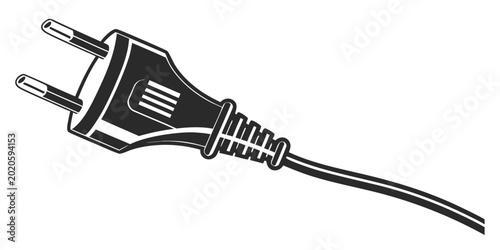 Quadro em tela Electrical power plug illustration with two prongs and cable isolated on white b