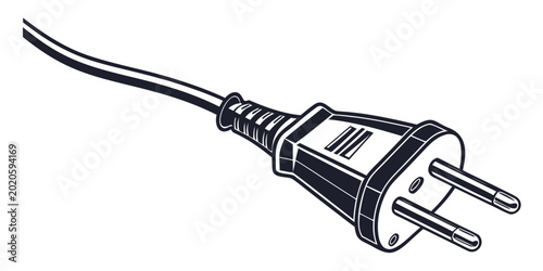 Bild auf Leinwand Industrial power plug graphic with cable for electrical supply and connection co