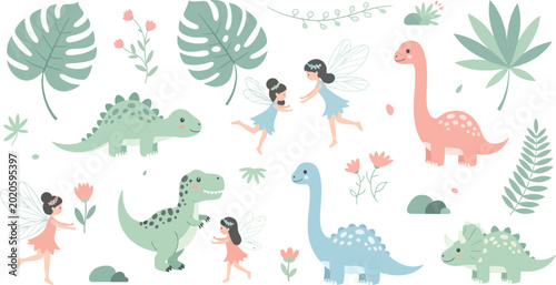 Cute Seamless Pattern with Cartoon Birds and Flowers Illustration