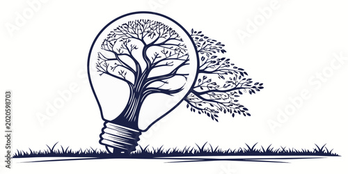 Foto Ecological light bulb concept with tree growing inside environment sustainable i