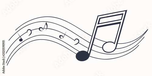 Bild auf Leinwand Musical notes flowing on staff lines conceptual graphic design with composition