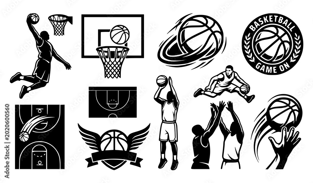 Φωτογραφία Black and White Basketball Vector Designs with Dynamic Hoops and Sports Silhouet