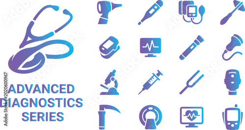 Foto Advanced diagnostics series medical icons vector blue purple gradient healthcare equipment