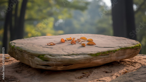 Mushrooms growing on a large flat rock outdoors