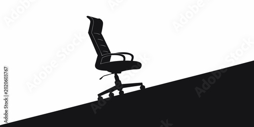 Фотография Conceptual illustration of an office chair climbing an inclined slope representi