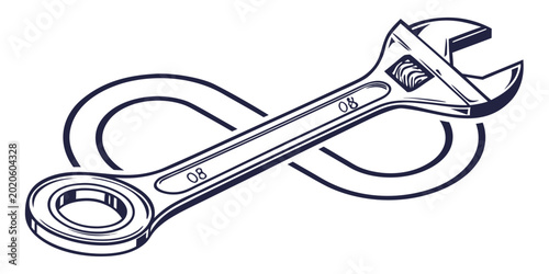 Konstfotografi Adjustable wrench shaped into an infinity symbol with infinity adjustable mechan