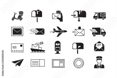 фотографія Mail Delivery Vector Icon Set for Postal Service and Communication Design