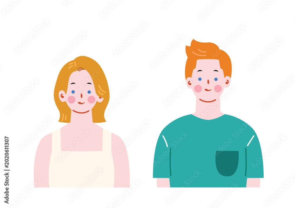 Obraz premium 欧米人の男女のイラスト