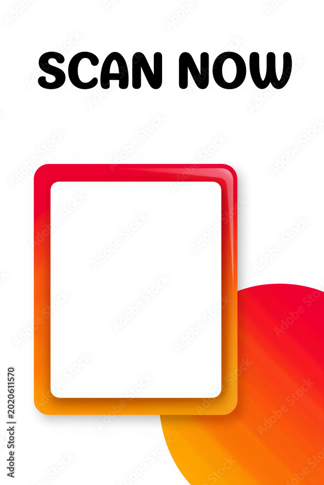 Fototapeta premium Scan Now text above a blank square frame with a vibrant gradient border