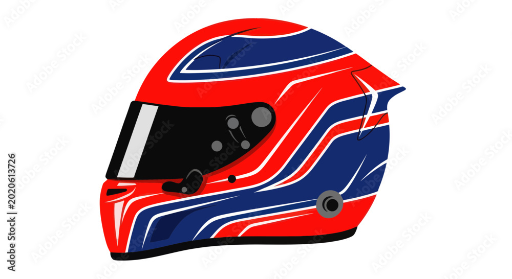 Fototapeta premium Racing Helmet Red Blue White Graphic Design