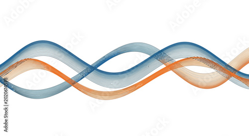 Abstract Intertwined Waves, Blue and Orange Lines, Modern Graphic Design