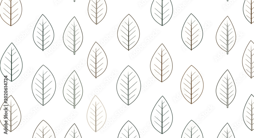 Φωτογραφία Seamless Pattern of Outline Leaves on White Background