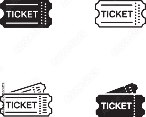 Bild auf Leinwand ticket two overlapping stubs perforated tear line admission pass icons