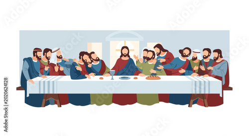 Schilderij op canvas Jesus Christ and Twelve Apostles at the Last Supper