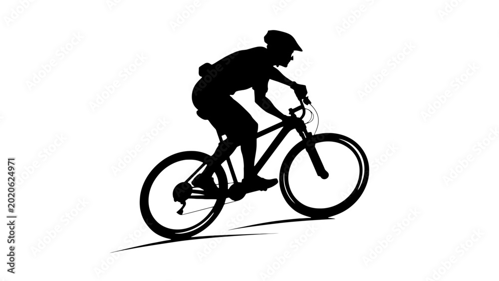 Fototapeta premium Cycling, bicycle, bike, rider, silhouette, black, icon, graphic