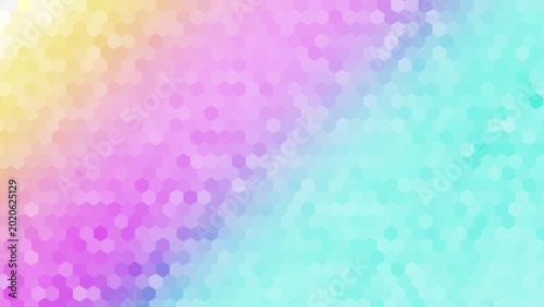 background design with color pastel blue, pink, and yellow gradient hexagon pattern surface. diagonal gradient background