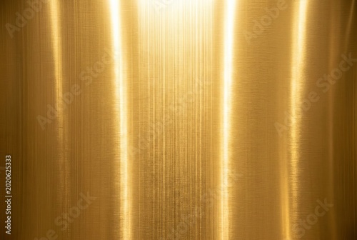 Golden Light Beams Shining Through a Textured Metallic Surface.