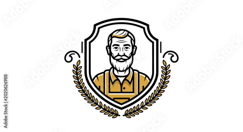 Vintage Emblem Featuring a Bearded Man in Workwear.