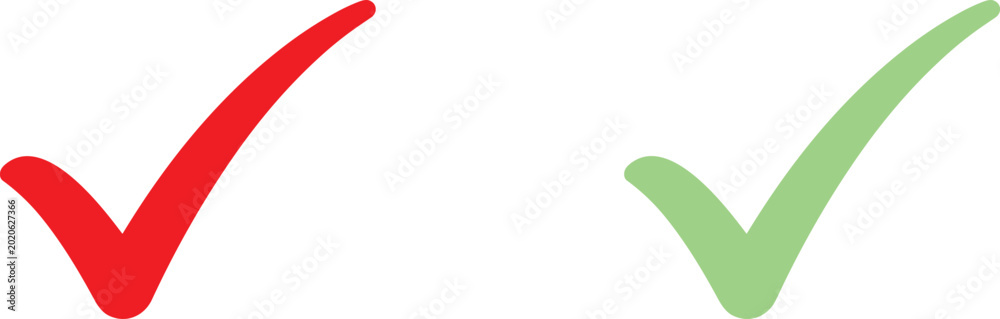 Εκτύπωση καμβά Red and green check mark vector icons set featuring stylized dynamic ticking sym