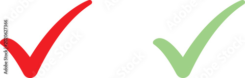 Εκτύπωση καμβά Red and green check mark vector icons set featuring stylized dynamic ticking sym