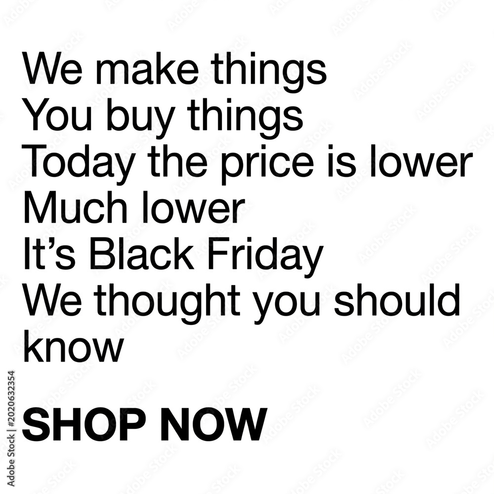 Obraz premium Minimalist Black Friday sale announcement text on white background for marketing