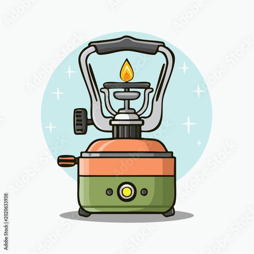 Vintage style cartoon kerosene camping lantern illustration