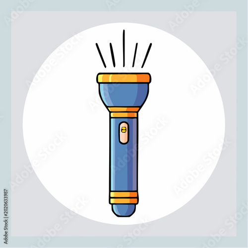Colorful blue and orange cartoon flashlight icon illustration