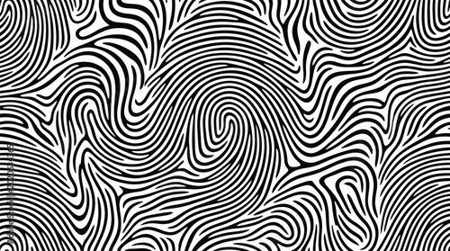 Cuadro en lienzo Seamless abstract pattern with intricate black and white fingerprint style swirl