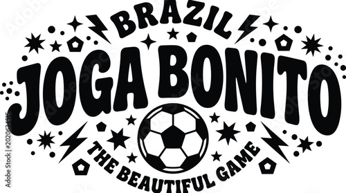 Принти на полотні Brazil joga bonito the game soccer with football ball and lightning bolts and st
