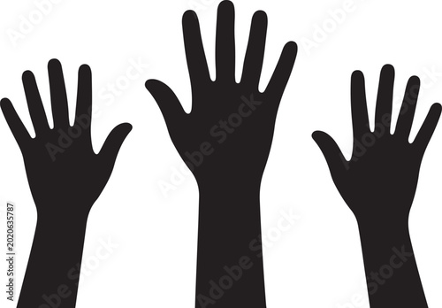 Schilderij op canvas People or students with their hands raised flat icon for apps and websites