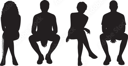 Valokuva People seated outdoor silhouettes set