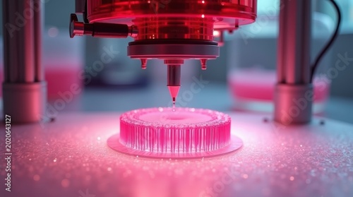 Industrial 3d printer machine creating a circular metal part in a factory