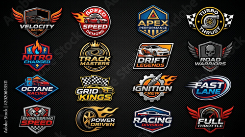 Canvastavla Collection of racing and automotive sport emblems and logos.