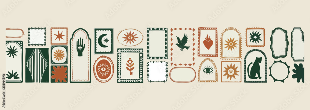 Εκτύπωση καμβά Aesthetic Frame Collection, Minimalist Photo Borders, Terracotta Color Palette,