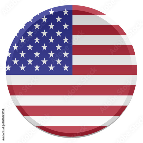 United States Flag Transparent Round Button and 3D Glossy Disc Icon